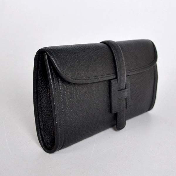 High Quality Hermes Jige Large Clutch Handbag Black 1052 Replica - Click Image to Close